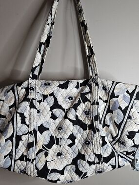 Vera Bradley Quilted Floral Tote Bag in Black and Cream